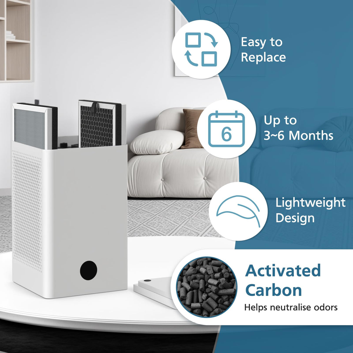 JF260 Air Purifier Replacement Filter, 4 Pack