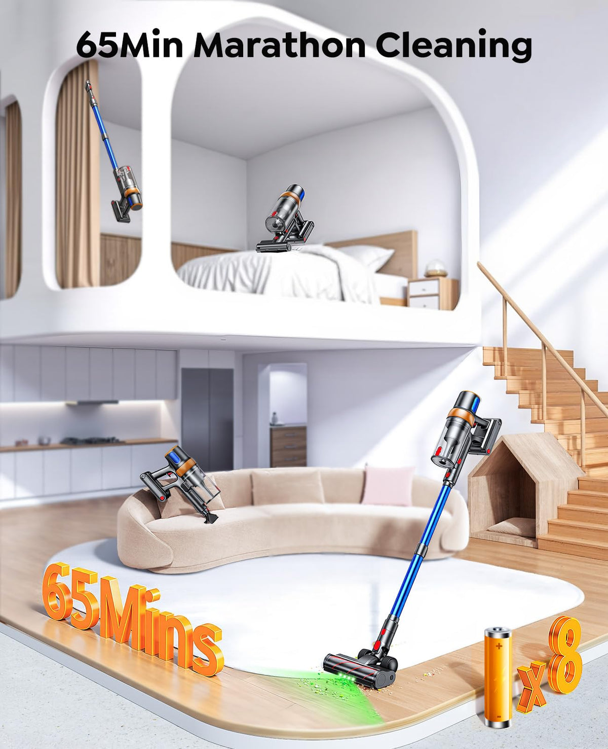 Inteture Cordless Stick Vacuum Cleaner, 650W