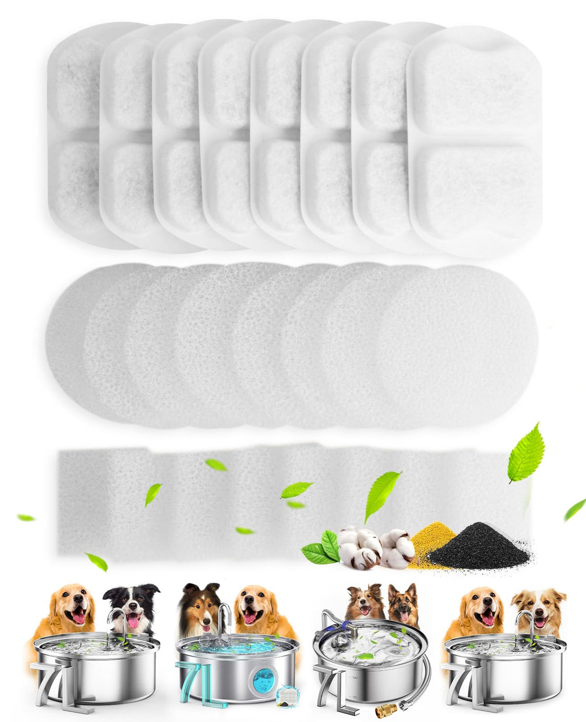 oneisall Pet Water Fountain Replacement Filters (8 Pack)