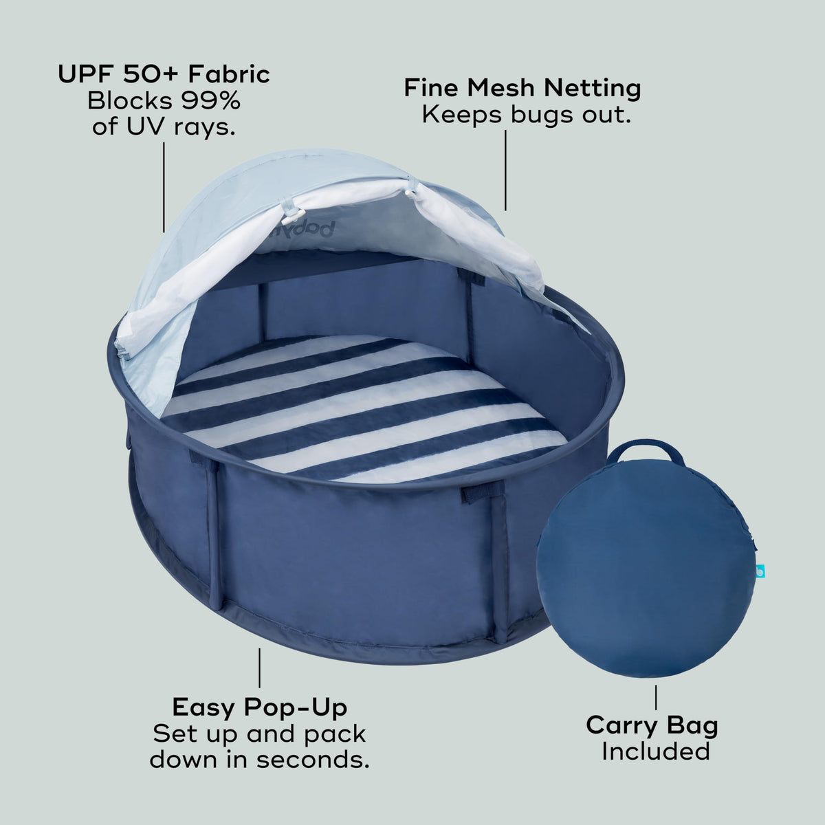 Babymoov Babyni Anti-UV Infant Pop-Up Tent, UPF 50+, Marine