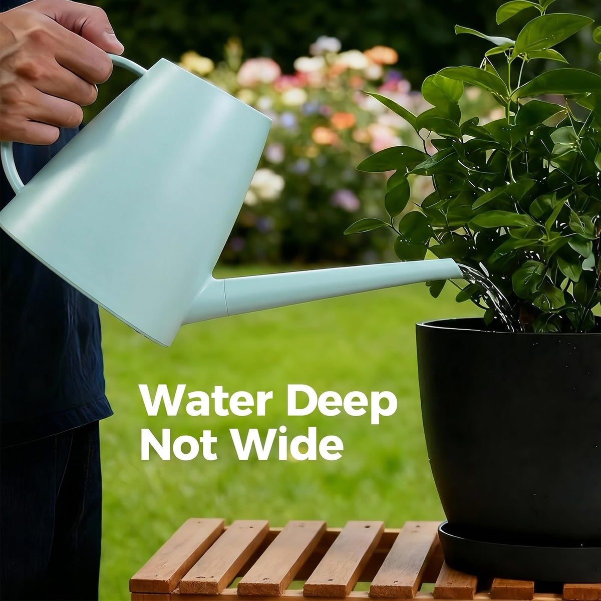 Bamworld Long Spout Watering Can, 1.8 L, Green