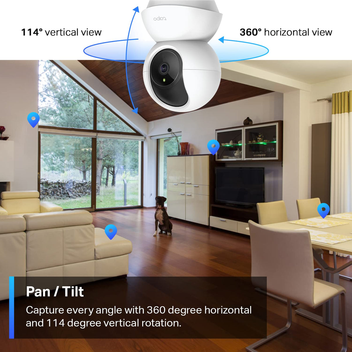TP-Link Tapo C210 2K Pan/Tilt Indoor Wi-Fi Camera, White