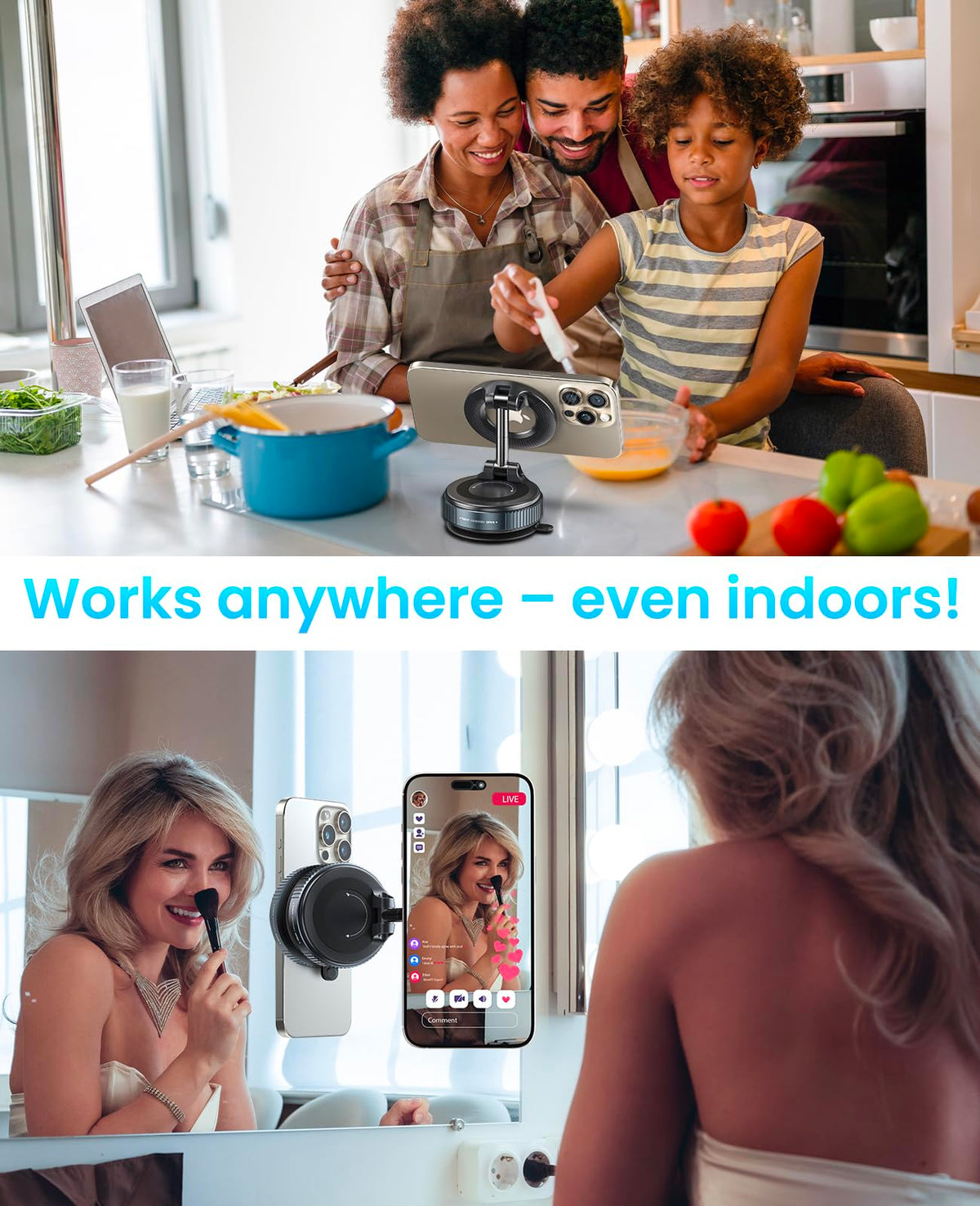 Jononser Magnetic Foldable Car Phone Mount for MagSafe, Black