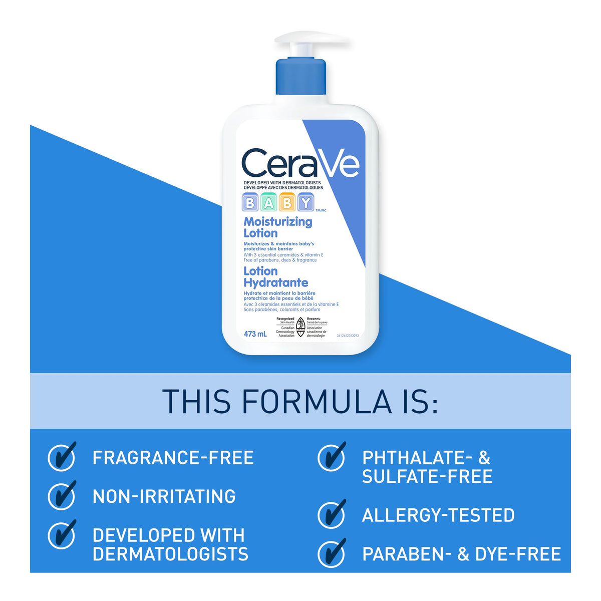CeraVe Baby Moisturizing Lotion, Fragrance-Free, 473 ml