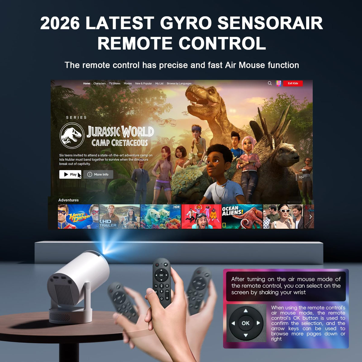 Mini Projector with WiFi 6 & Bluetooth 5.4, 4K Support, White