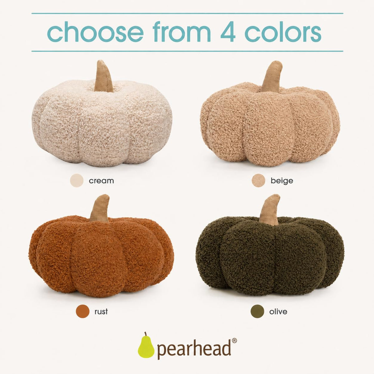 Pearhead Beige Sherpa Pumpkin, Plush
