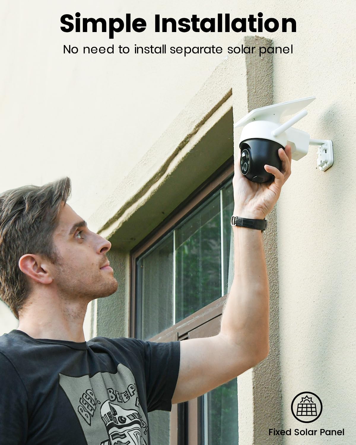 AOSU Wire-Free Solar Outdoor Security Camera, 2K, 1 Pack