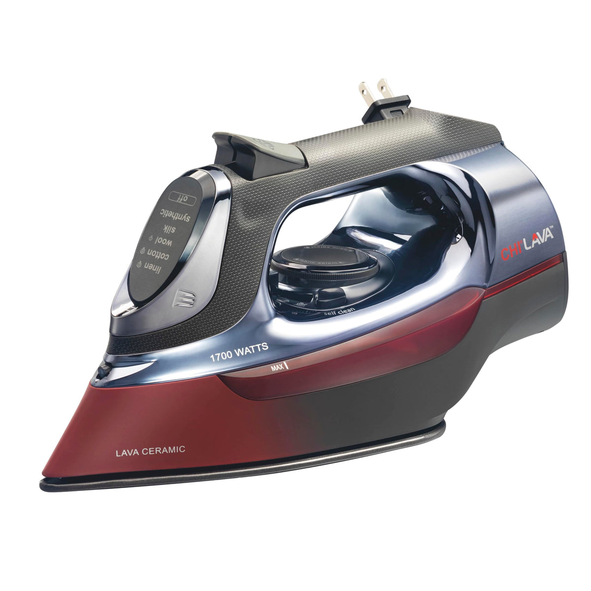 CHI Steam Iron, 1700 W, 8 ft Retractable Cord, Black, 13113