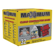 Maximum Heavy Duty Garbage Bags, Clear, 42-Gallon, 3 Mil, 32 Counts