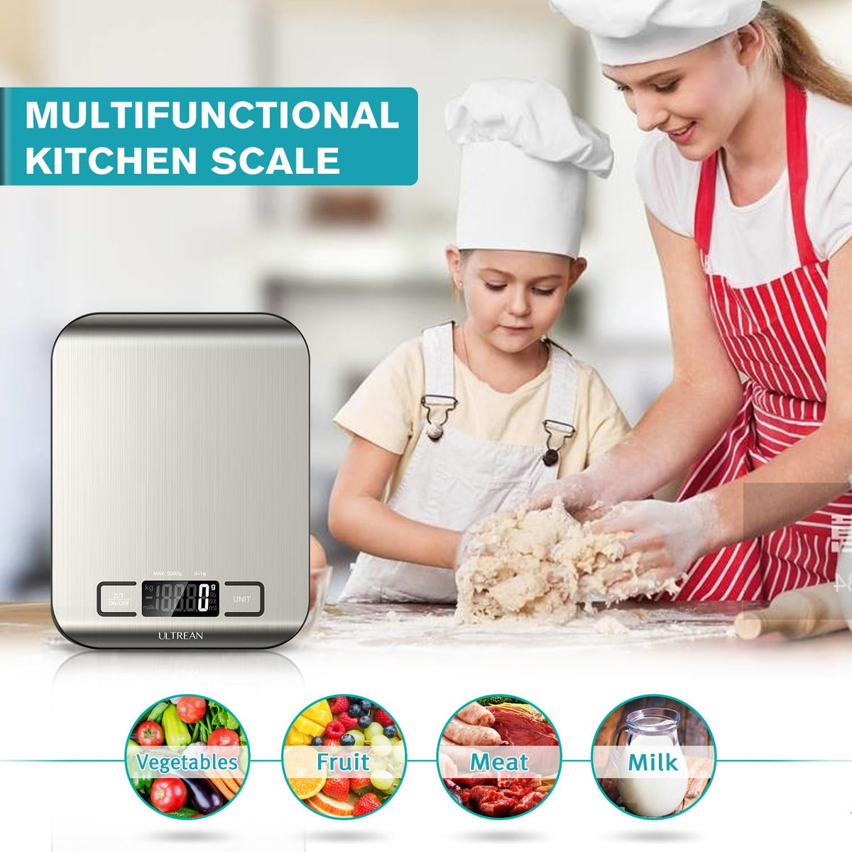Ultrean Digital Kitchen Scale, 5 kg