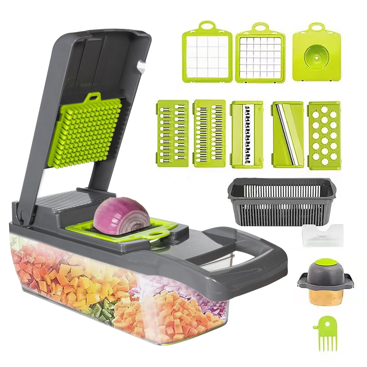 13-in-1 Vegetable Chopper Cutter with Container and 8 Blades
