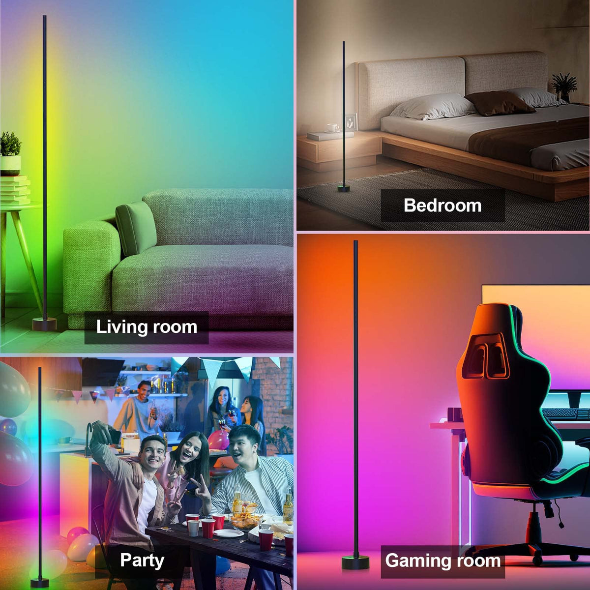 Miortior Smart RGB LED Corner Floor Lamp with Remote
