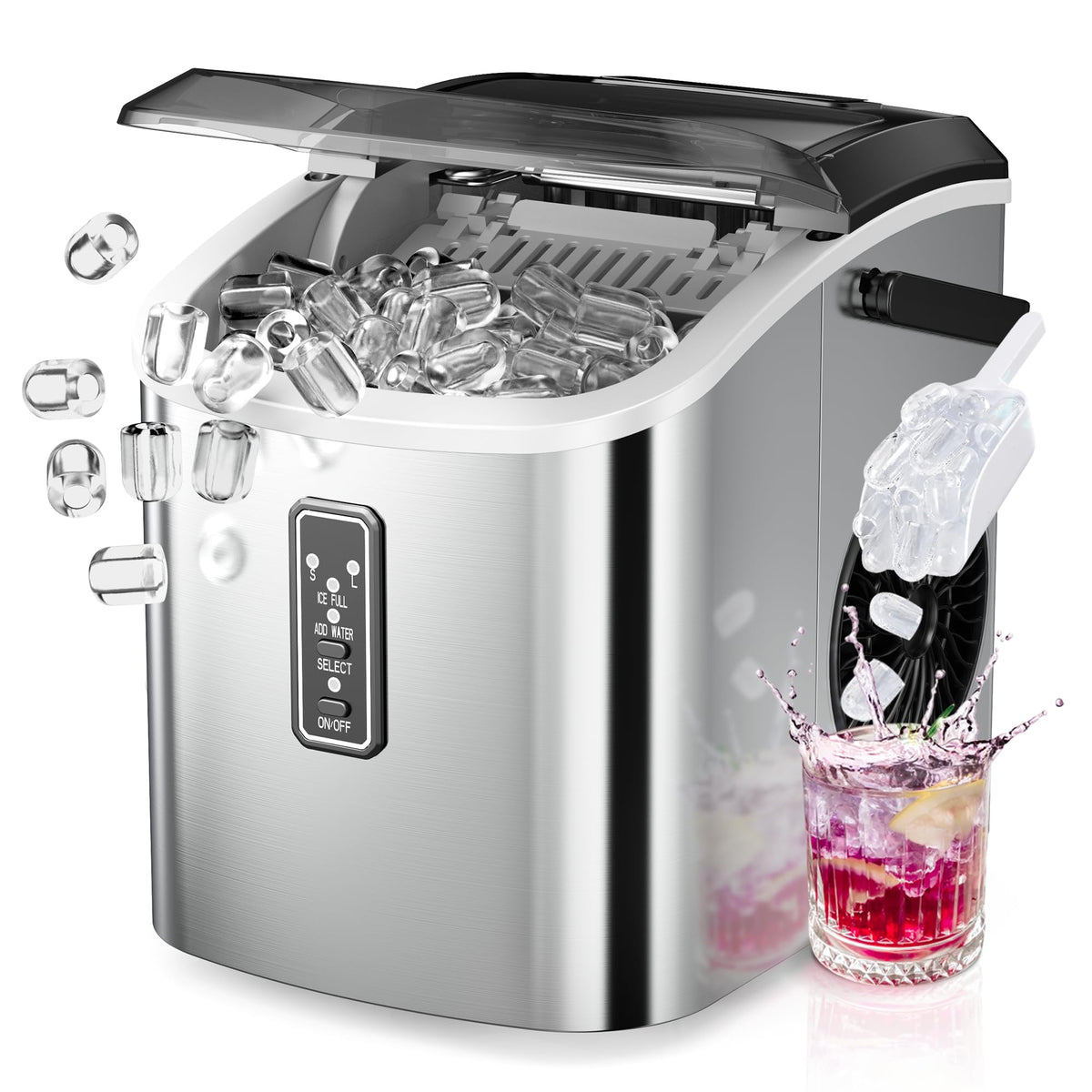 Euhomy Countertop Ice Maker, 26 lb per Day, Self-Cleaning