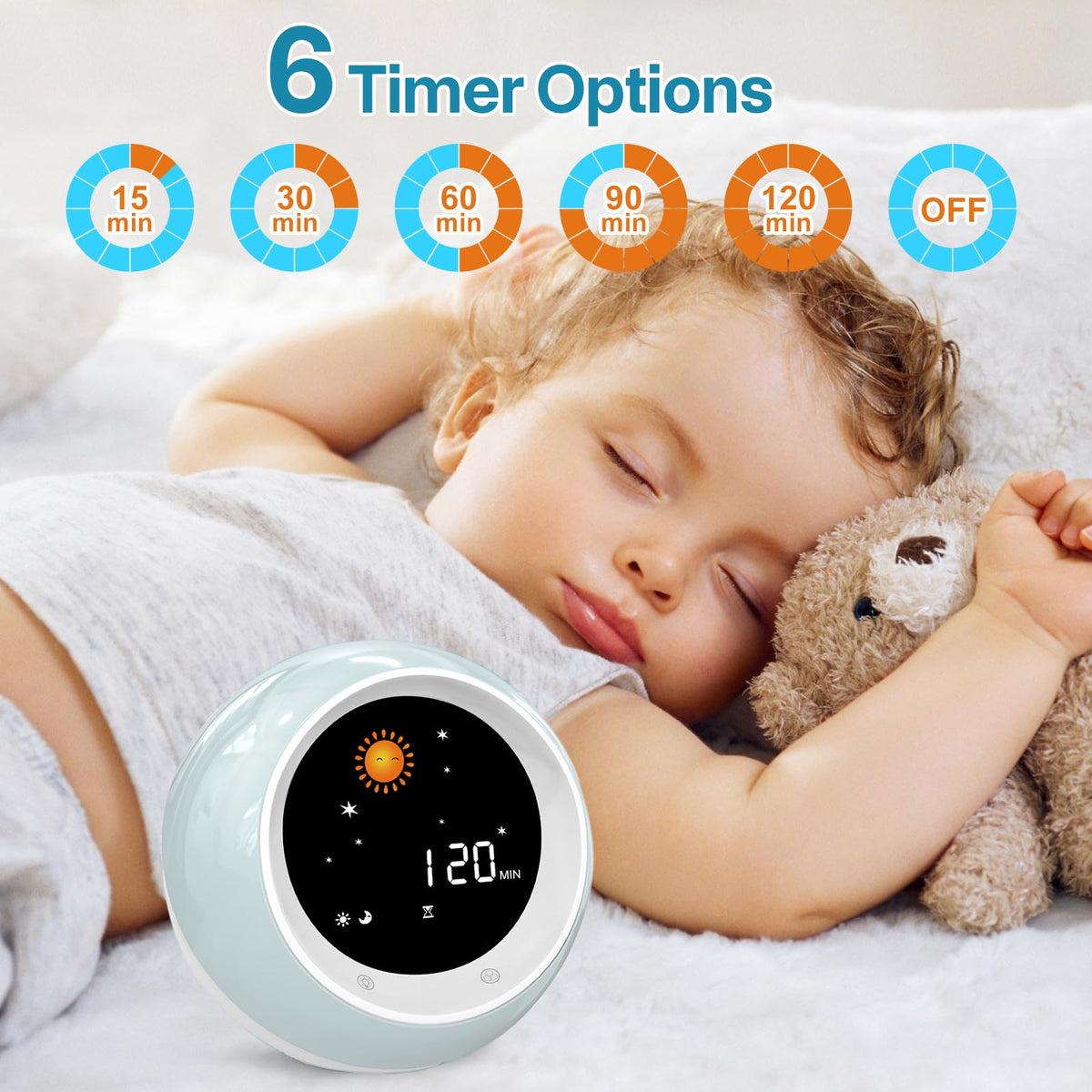 I.Code Sun and Moon Rise Kids Alarm Clock and Sleep Trainer