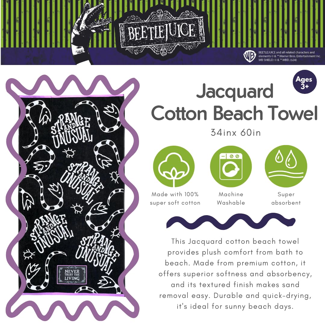 Franco Luxe Beetlejuice Jacquard Bath/Pool/Beach Towel, 64x34 Inch