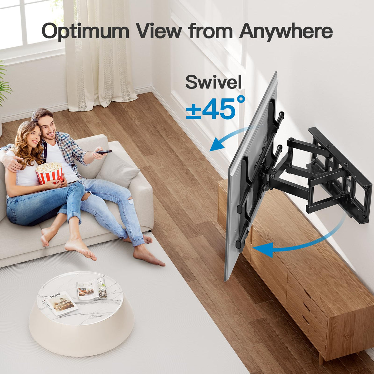 Pipishell Full Motion TV Wall Mount for 37-84 in TVs, 132 lb