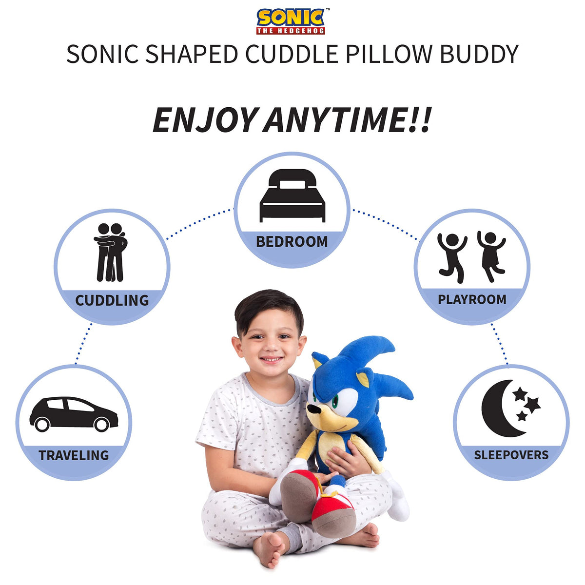 Franco Kids Bedding Plush Cuddle Pillow Buddy, Sonic the Hedgehog
