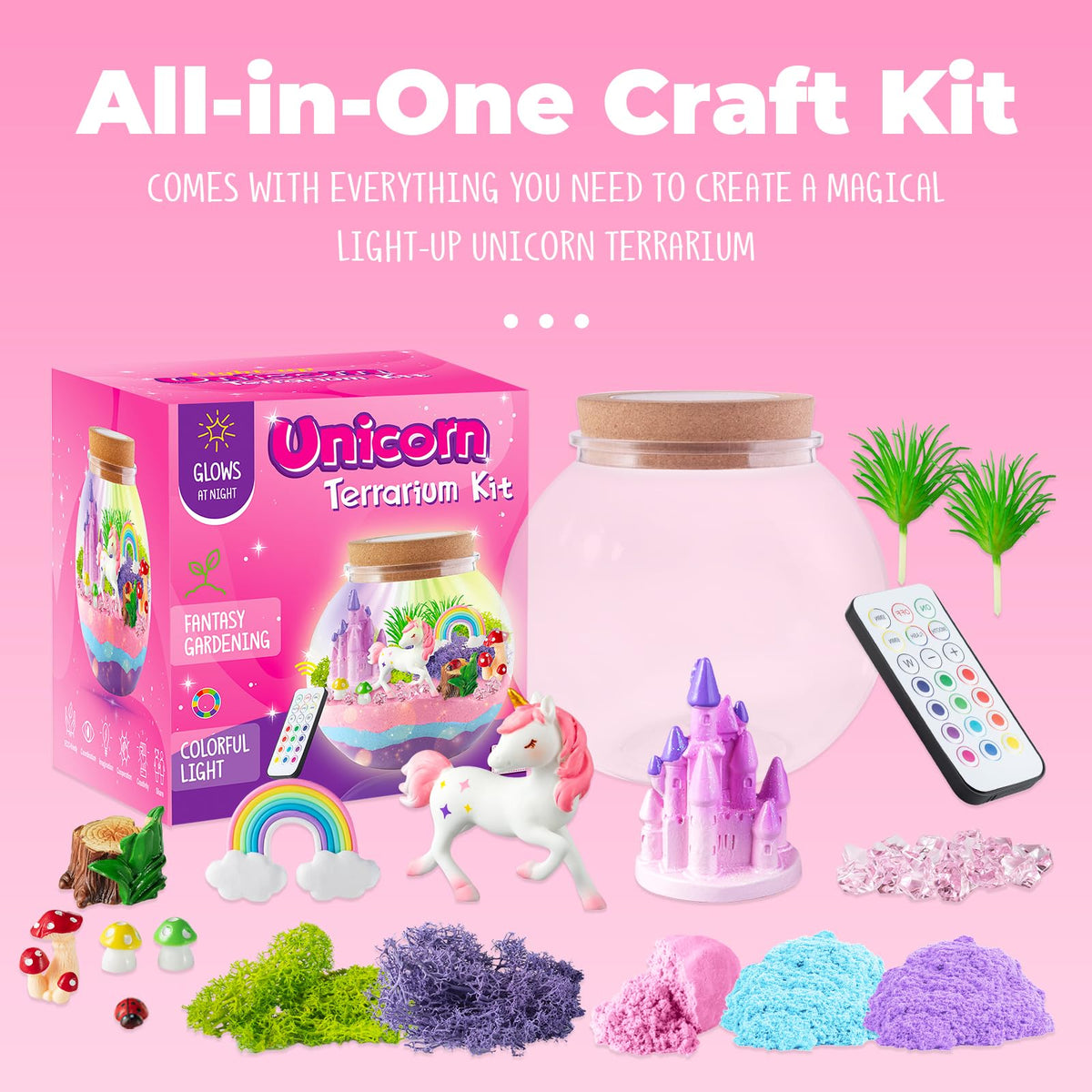 Unicorn Light-Up Terrarium Kit for Kids