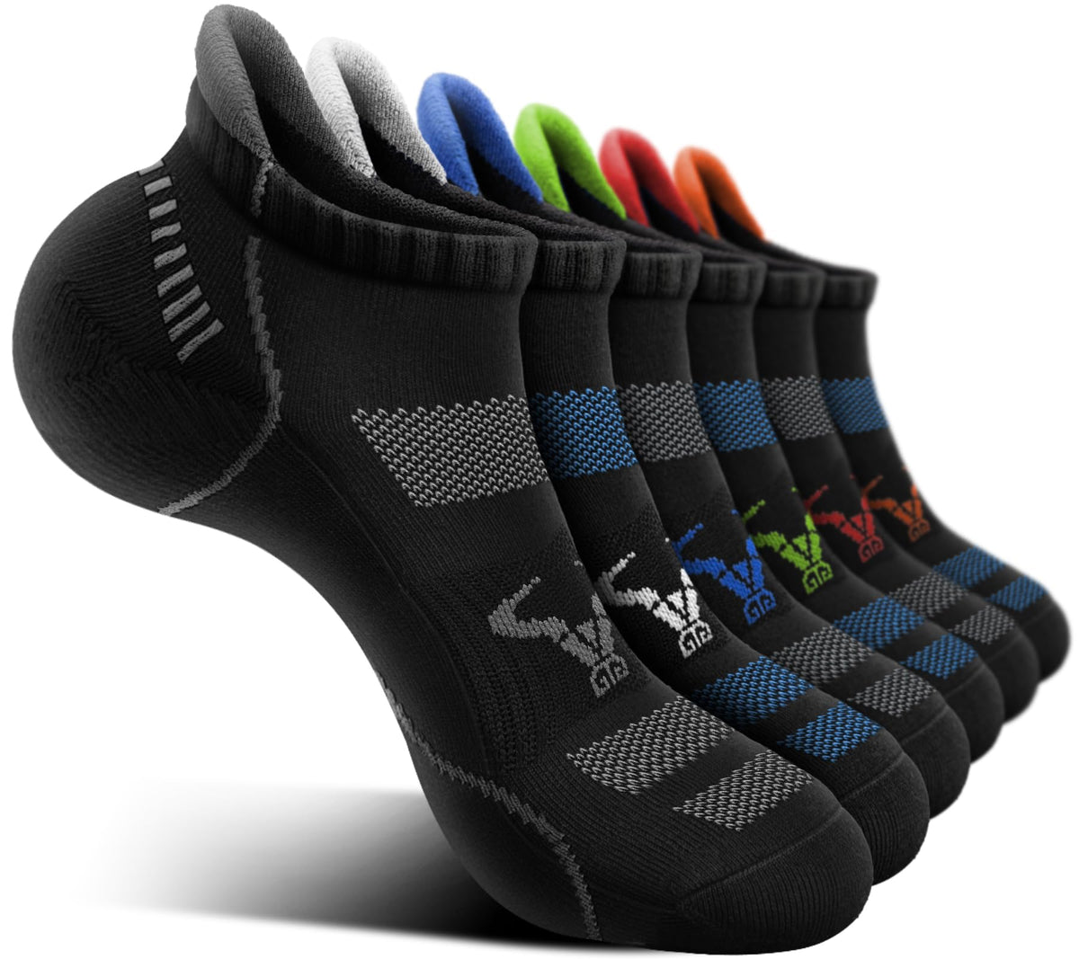Bulliant Men's Running Ankle Socks, 6 Pairs, Size 10-12