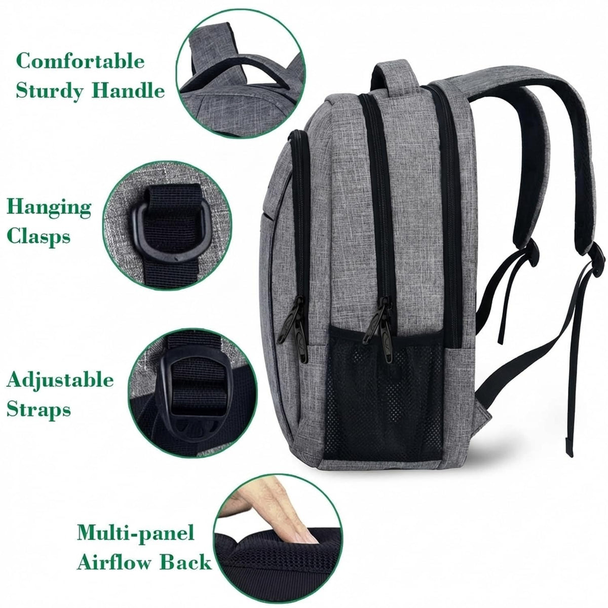 MATEIN Anti-Theft Travel Laptop Backpack, 15.6 Inch, Grey