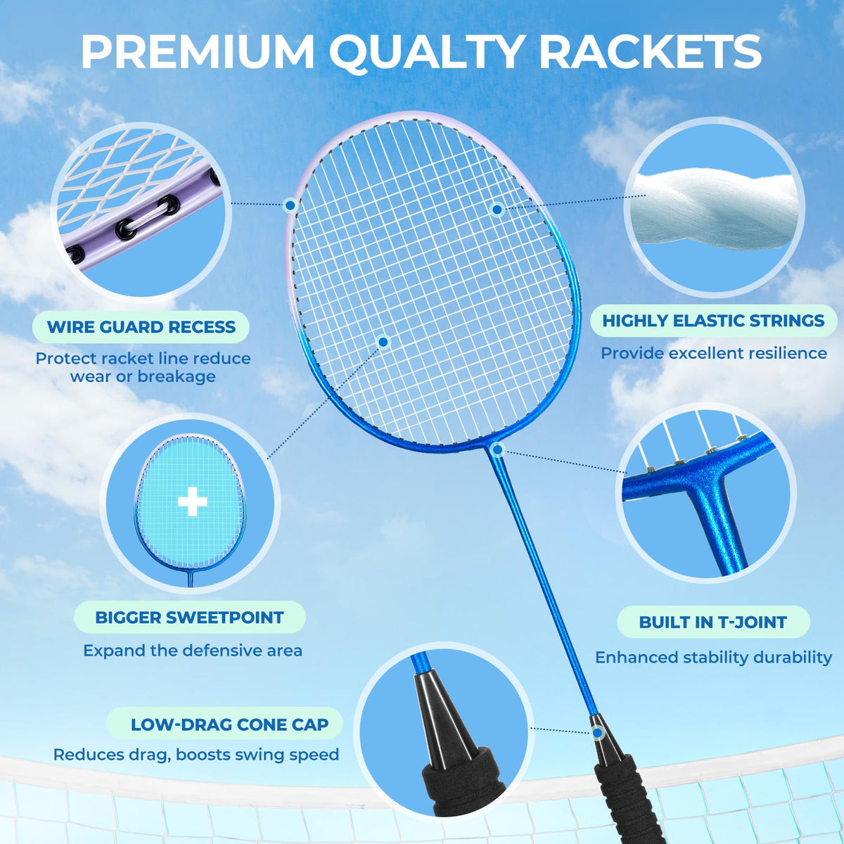 HIRALIY Badminton Rackets Set, 4 Pieces