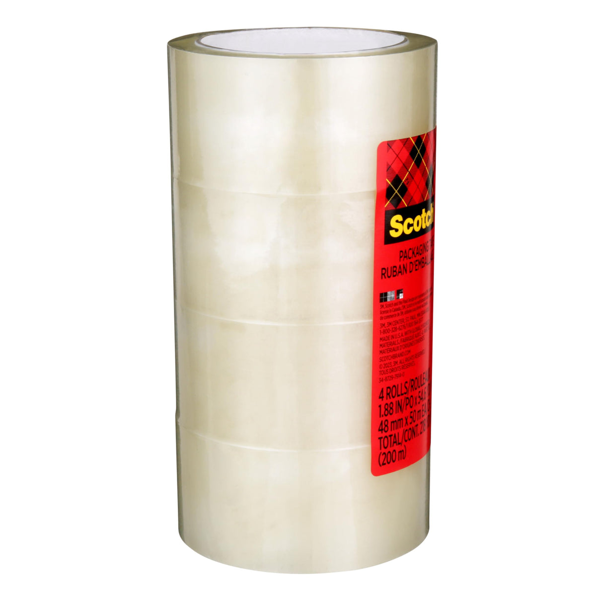 Scotch Shipping and Packaging Tape, 48 mm x 50 m (4 Pack)