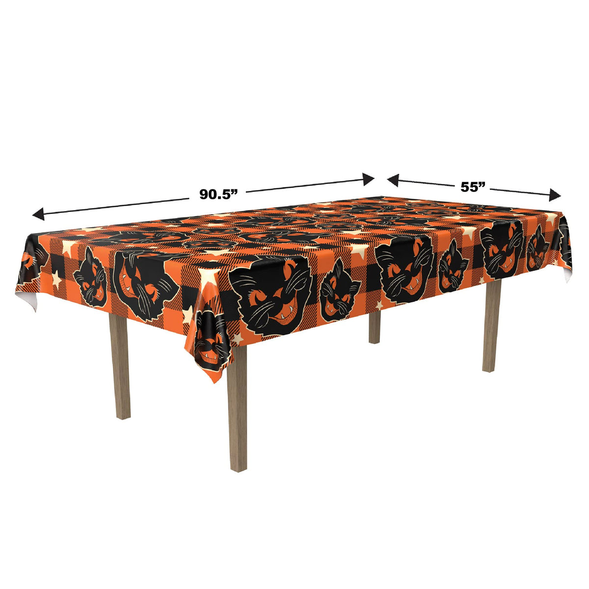 Beistle Black Cat Vintage Halloween Tablecover, 55" x 90.5"