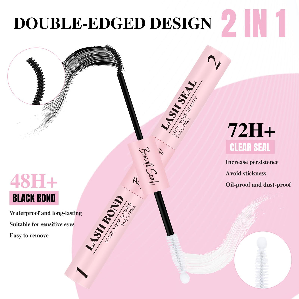 Mayhug 4-in-1 Lash Cluster Glue Bond and Seal Kit with Remover