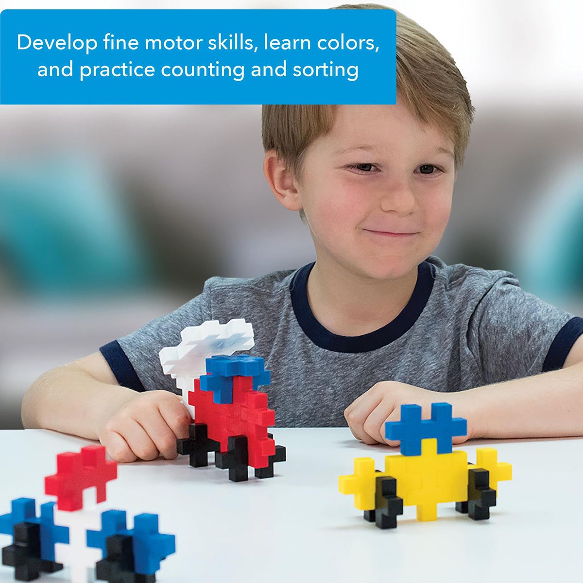PLUS PLUS Big Basic Colors Mix Building Blocks, 30 x 50 mm, 100 Pcs
