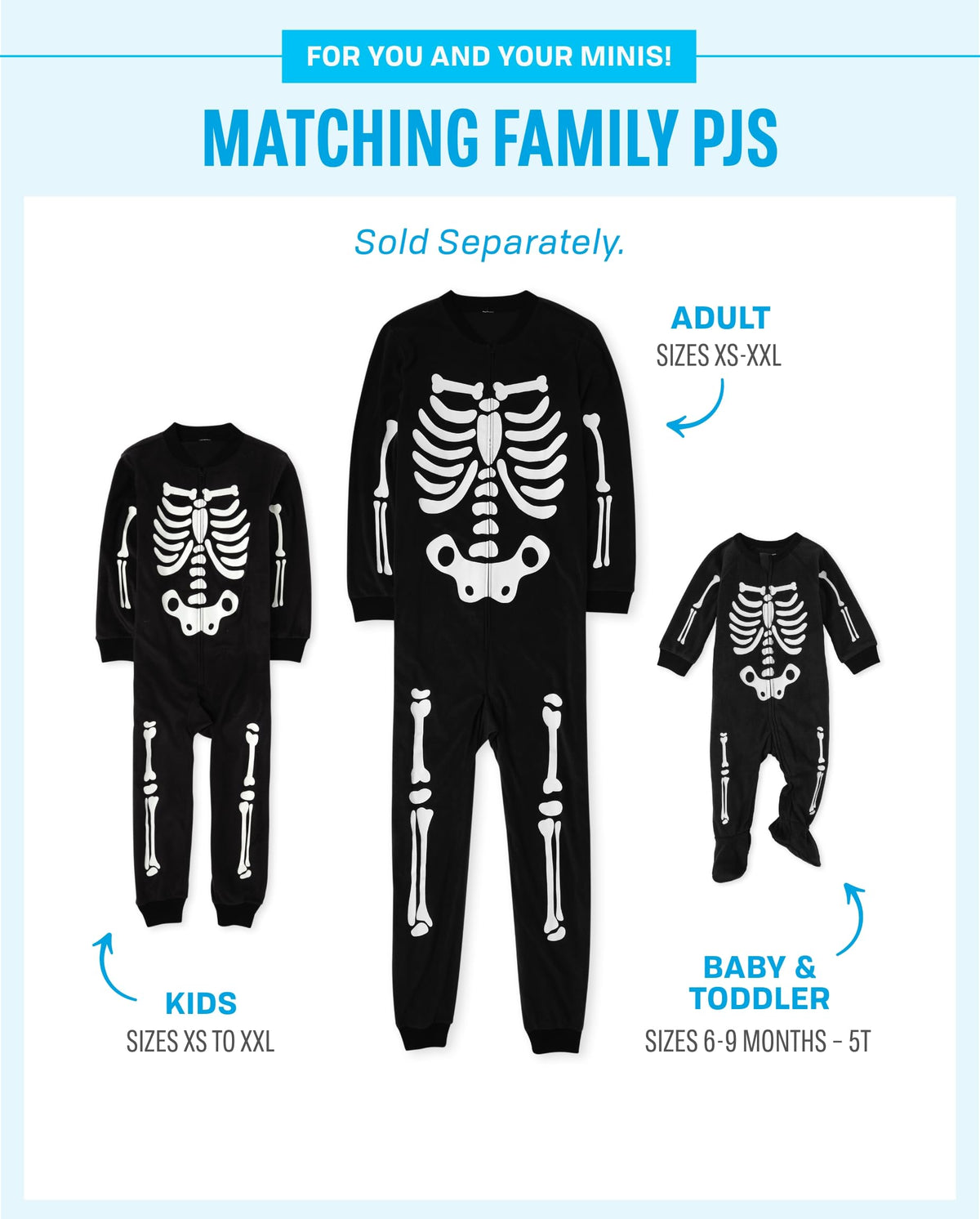 Children's Place Baby Matching Fleece Pajamas, Skeleton, 3X-Large