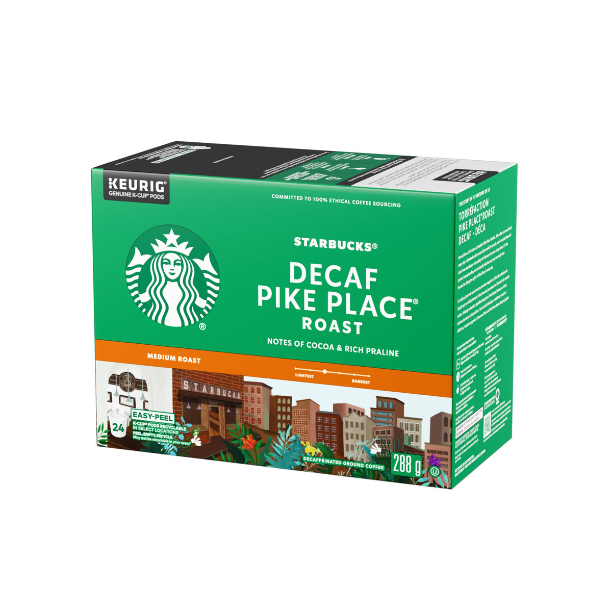 Starbucks Pike Place Decaf Medium Roast K-Cup Pods, 288 g