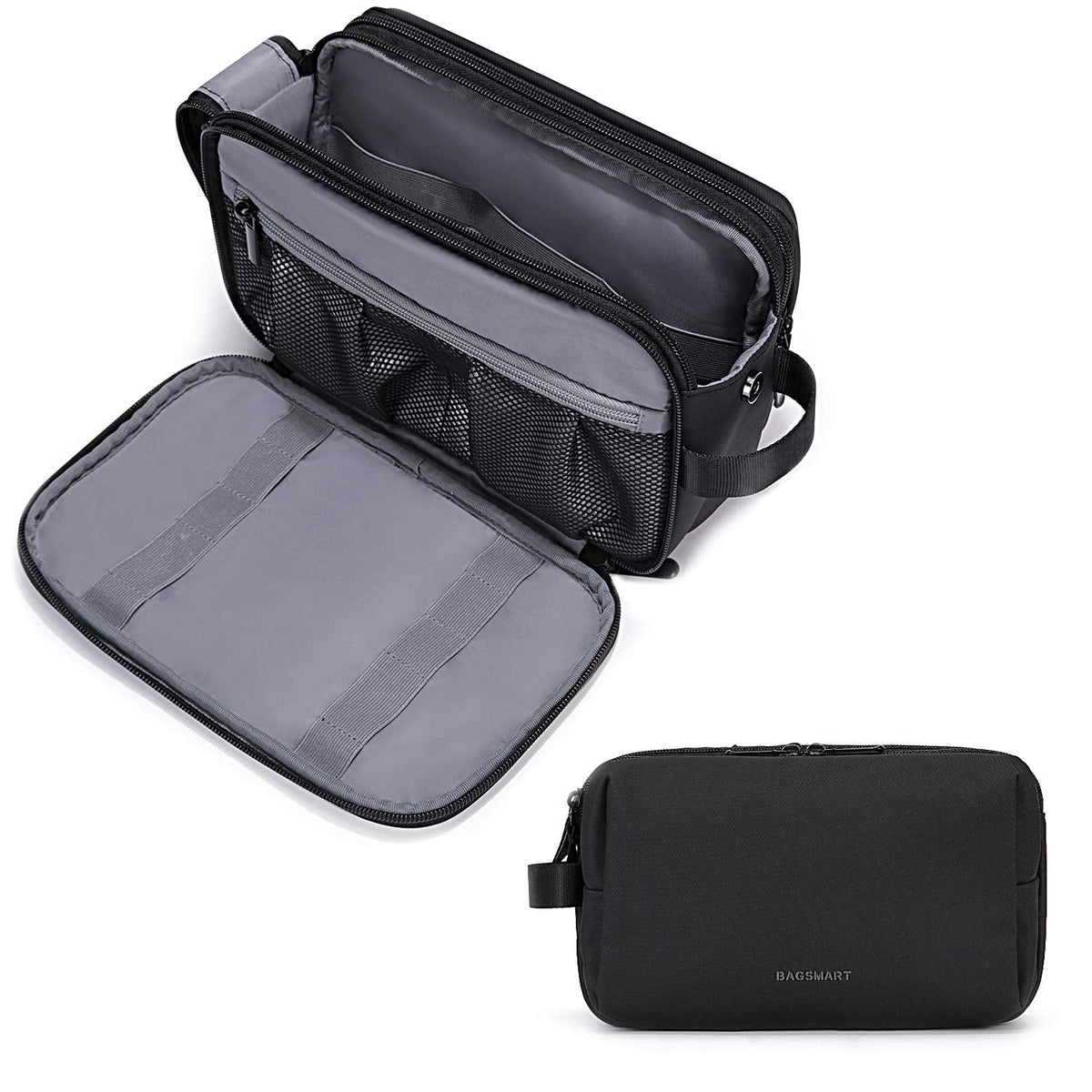 BAGSMART Toiletry Dopp Kit for Men, Water-Resistant, Black, Medium