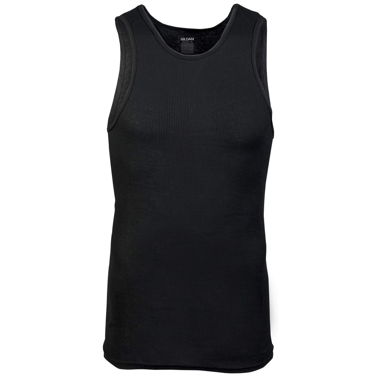 Gildan Men's A-Shirt Tanks, Black, Large, 6 Pack