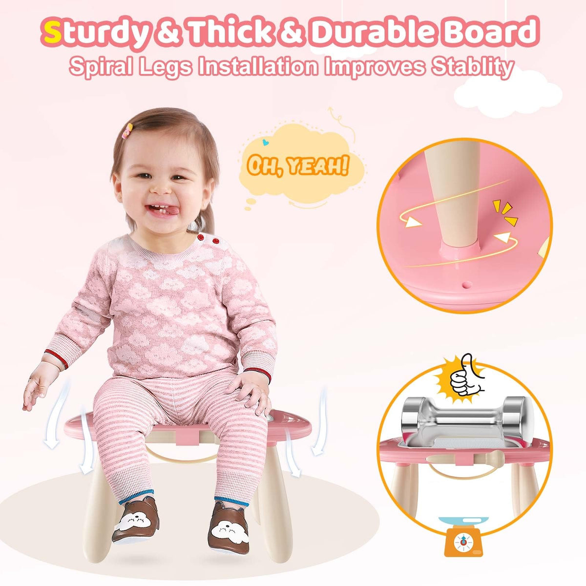Kikidex Magnetic Drawing Board for Toddlers, Soft Pink