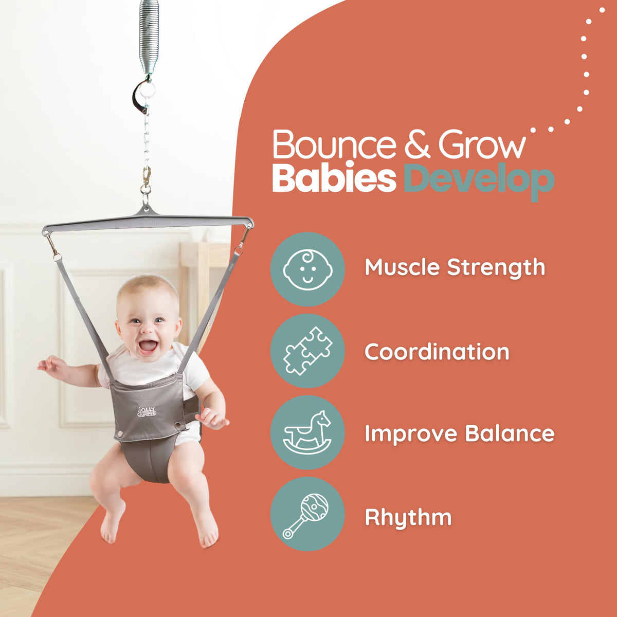 Jolly Jumper Classic Baby Jumper with Stand, Grey