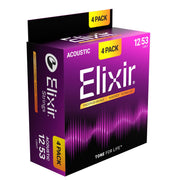 Elixir Acoustic Guitar Strings, Phosphor Bronze, Light 12-53, 4 Pack