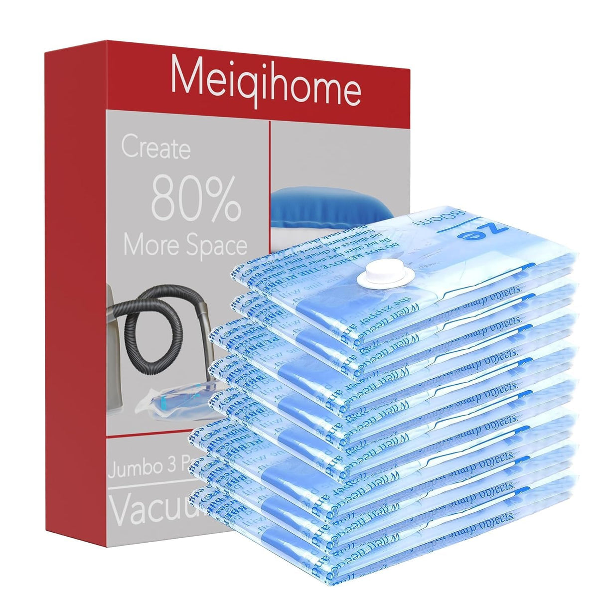 Vacuum Storage Bags, Medium, 8 Pack