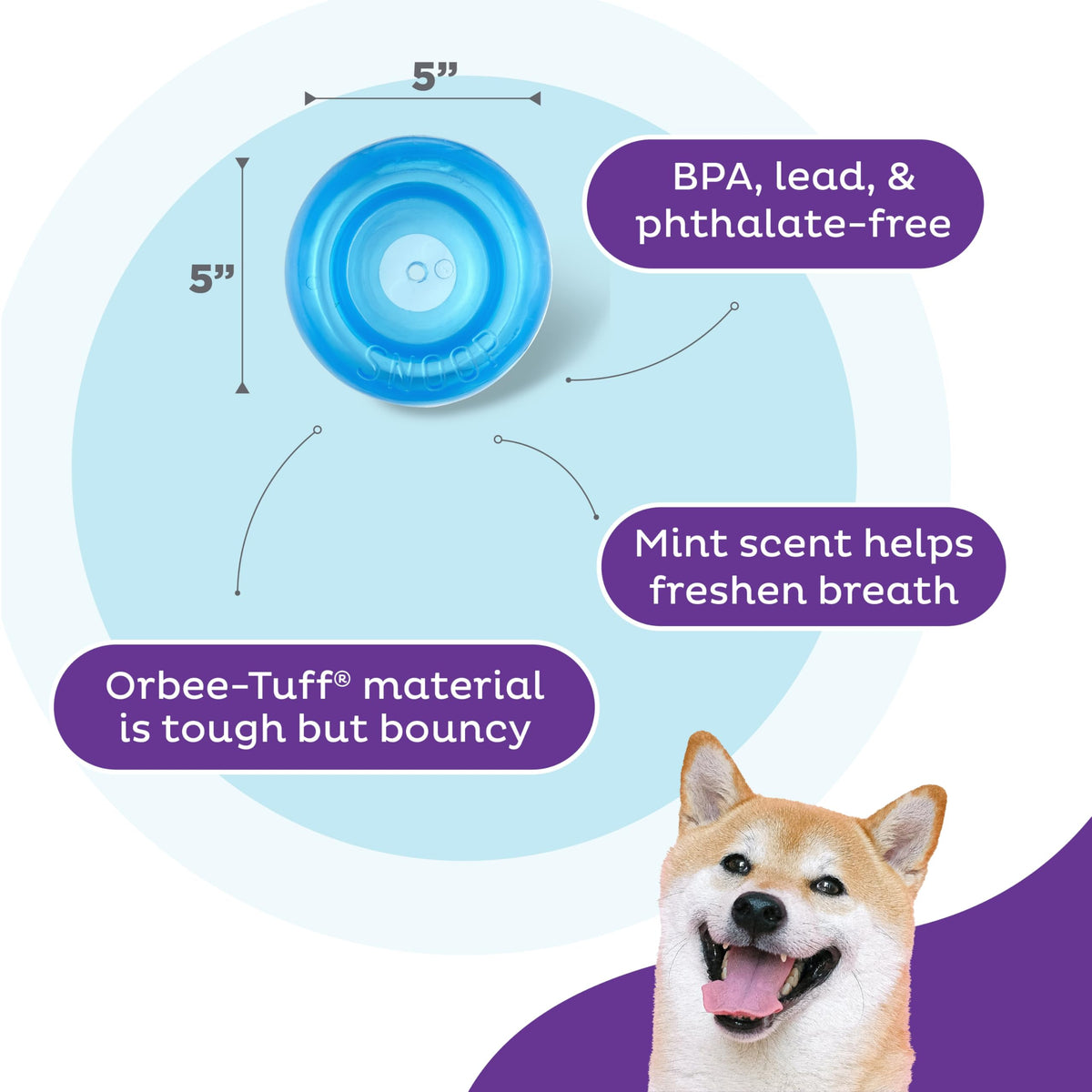 Planet Dog Orbee-Tuff Snoop Treat Puzzle Dog Toy, Blue