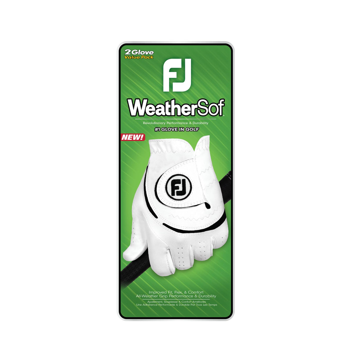 FootJoy Men's WeatherSof Golf Glove, 2 Pack, White, Large, Right Hand