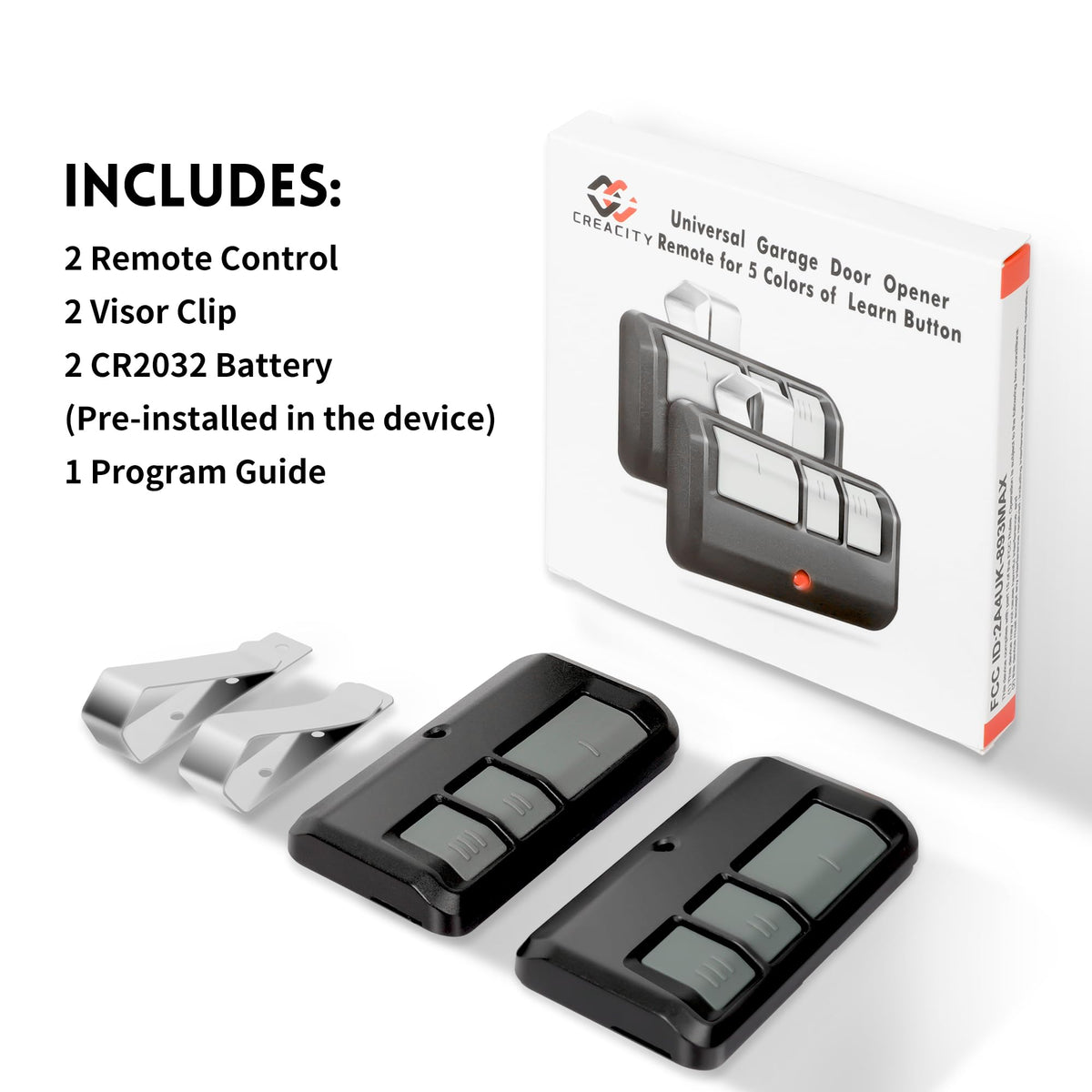 CreaCity Universal Garage Door Remote for LiftMaster, 2-Pack