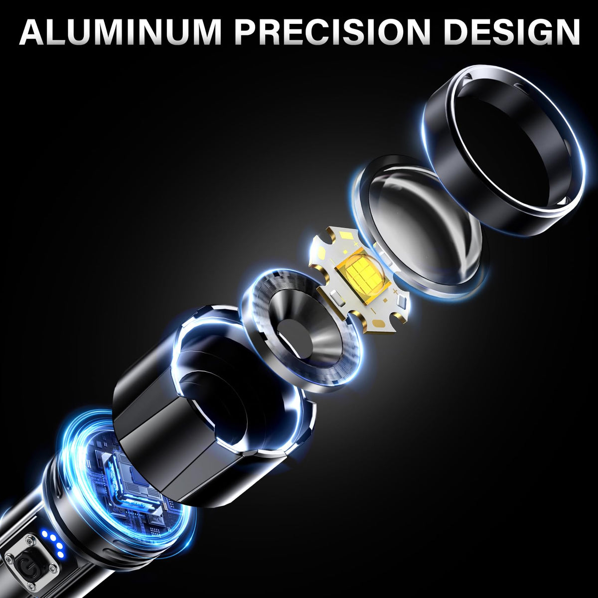 AKNEAR Rechargeable Zoomable LED Flashlight (2 Pack)