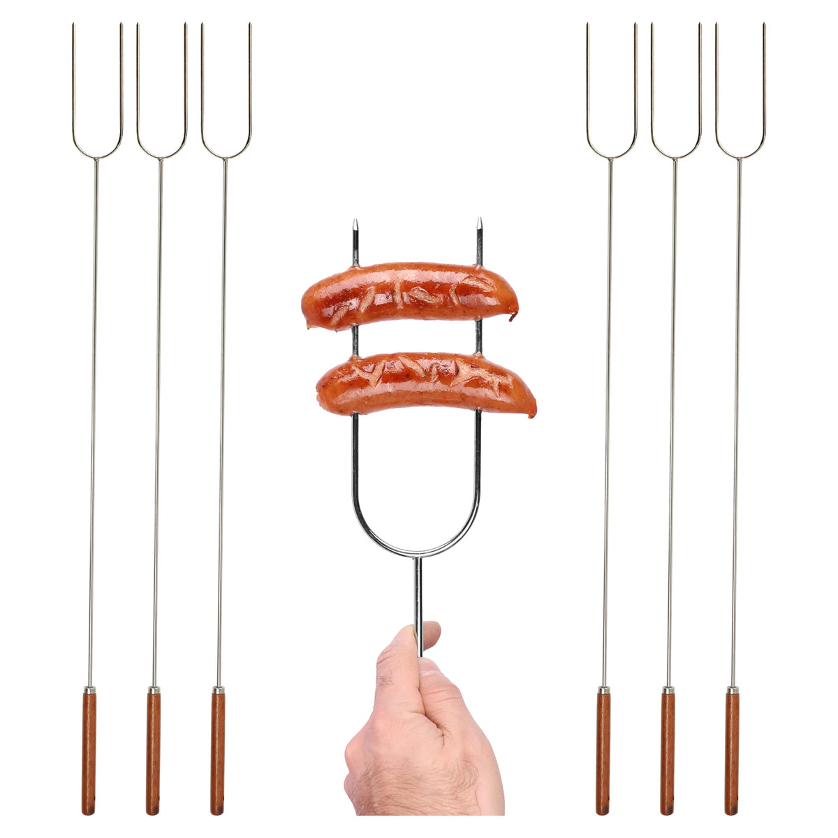 Coghlan's Steel Camp Forks With Wooden Handles, 40 in, 6-Pack