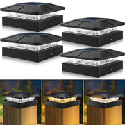 peasur 4x4 Solar Post Cap Lights, 3 Colour Modes, 4-Pack, Black