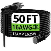 HUANCHAIN Indoor/Outdoor Extension Cord, 50 ft, 16/3, Black
