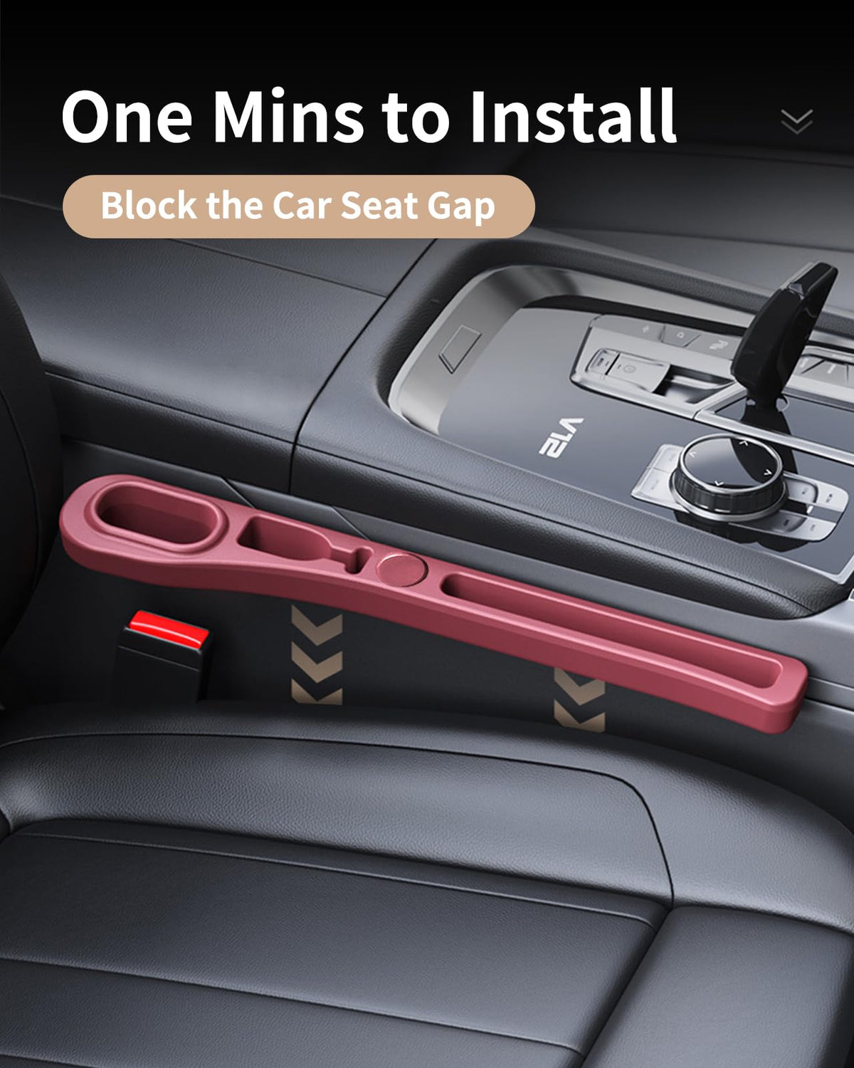MBERFITU PU Leather Car Seat Gap Filler, 2-Pack, Black