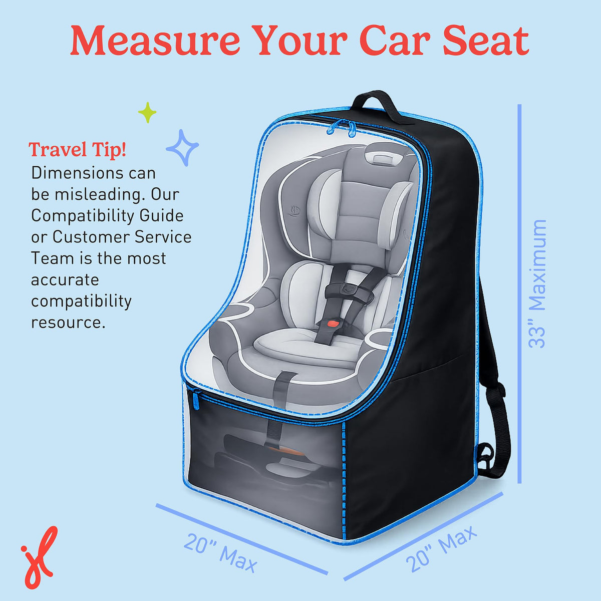 J.L. Childress Ultimate Padded Backpack Car Seat Travel Bag, Black