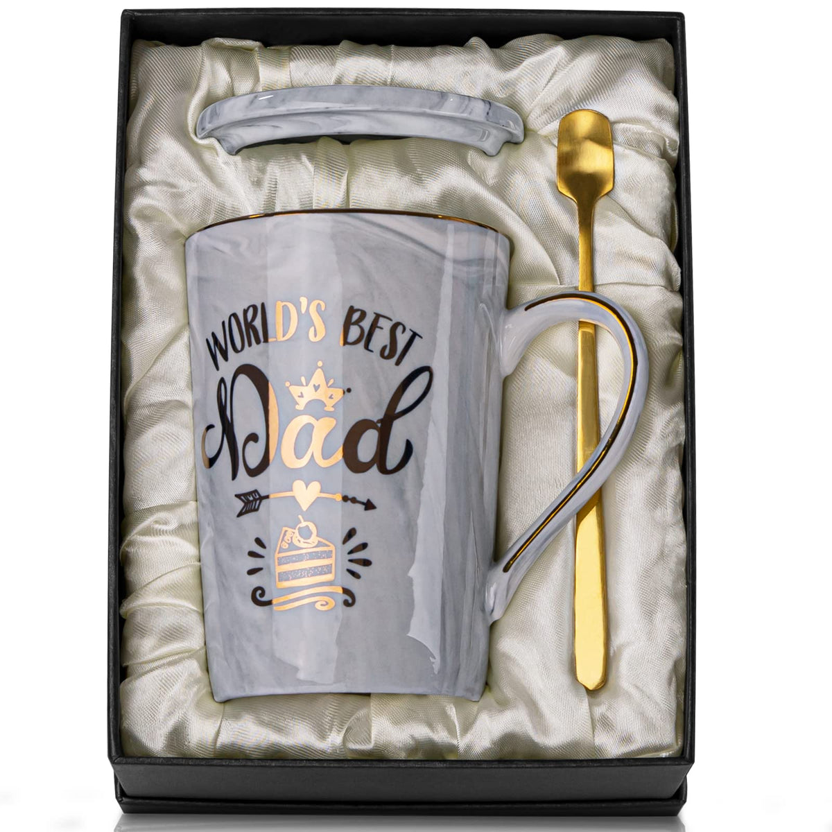 World's Best Dad Ceramic Coffee Mug with Greeting Card and Gift Box