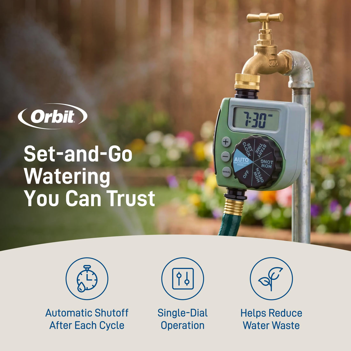 Orbit One Outlet Single-Dial Hose Faucet Timer, 62056
