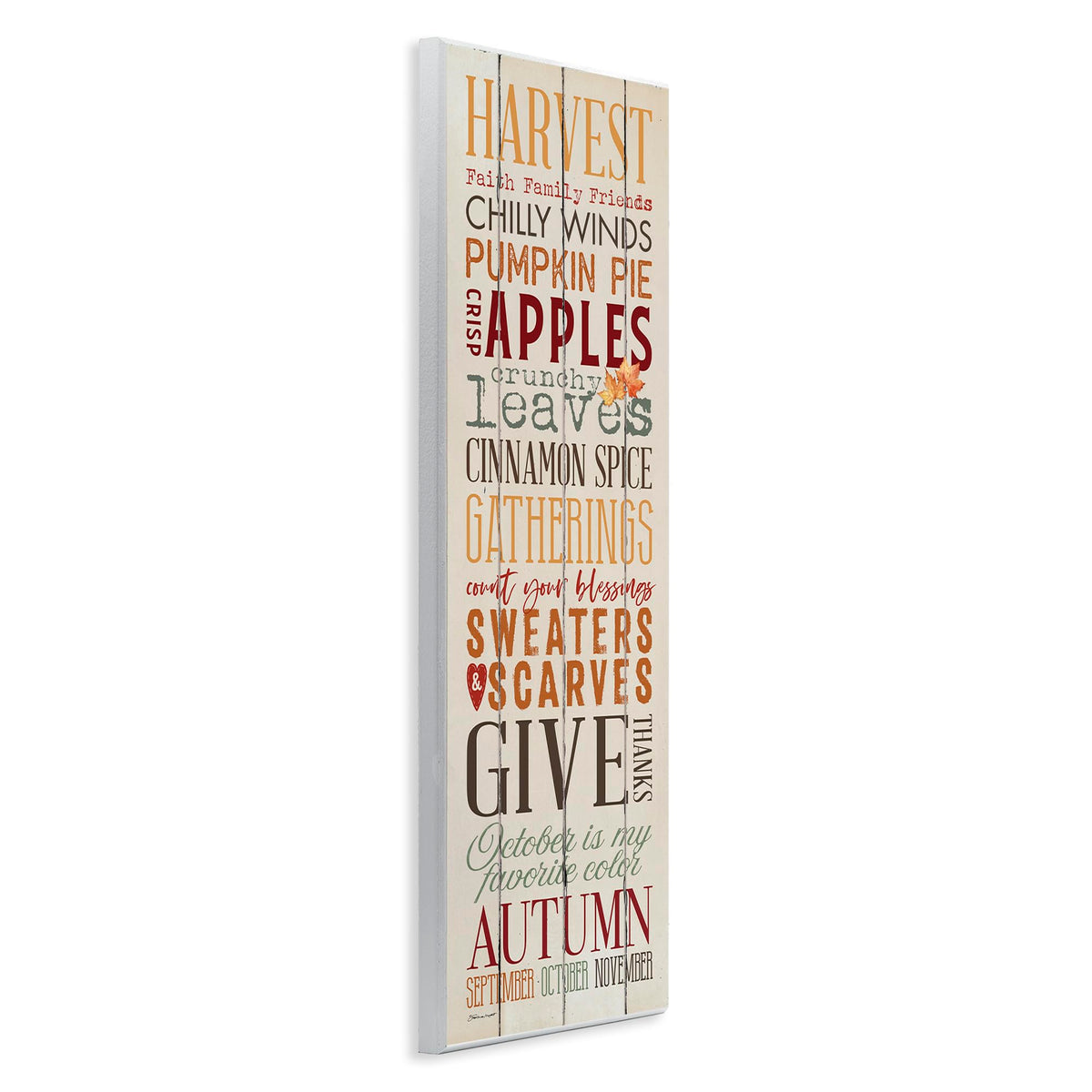 Stupell Industries Pumpkin Word Wood Texture Sign, 7 x 17, Multi-Color