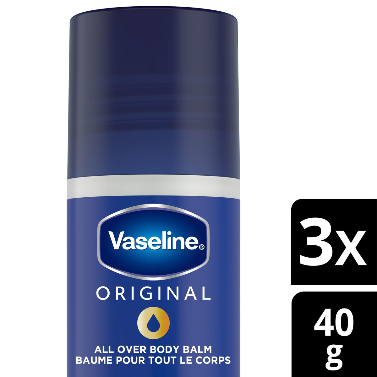 Vaseline All Over Jelly Balm Stick, Unscented, 40 g, Pack of 3